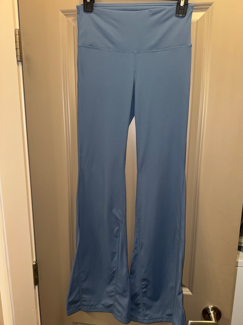 Mona B Flared Yoga Pants in Gray Blue NWOT